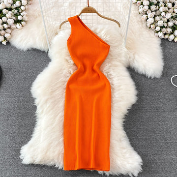 Steph Knit One Shoulder Dress - SunsetFashionLA